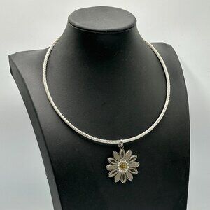 Edforce Stainless Steel Daisy Flower Pendant Necklace Cable Chain Y2K Retro